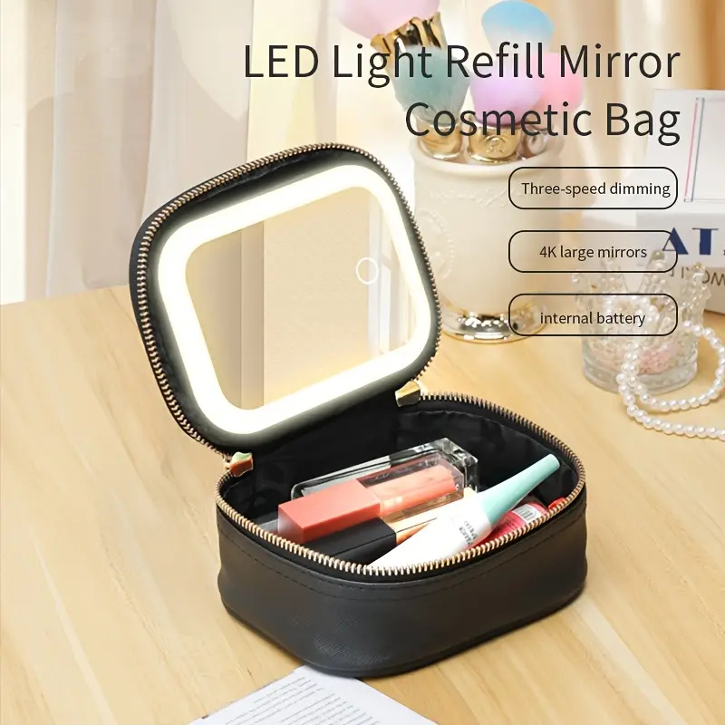 Led Mouth Tray - Portable Comestic Tools Storage Bag with